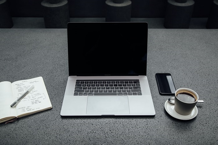 Laptop in the table